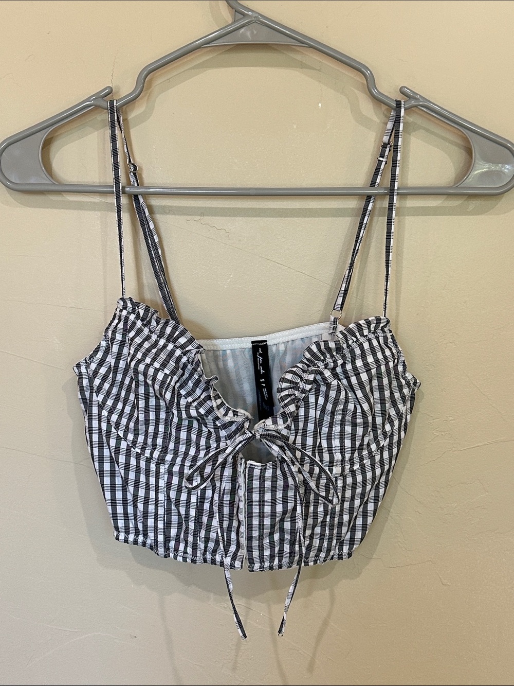 NEW Urban Outfitters black white Tie-Front bustier corset style Crop Top Sz S - Picture 2 of 9